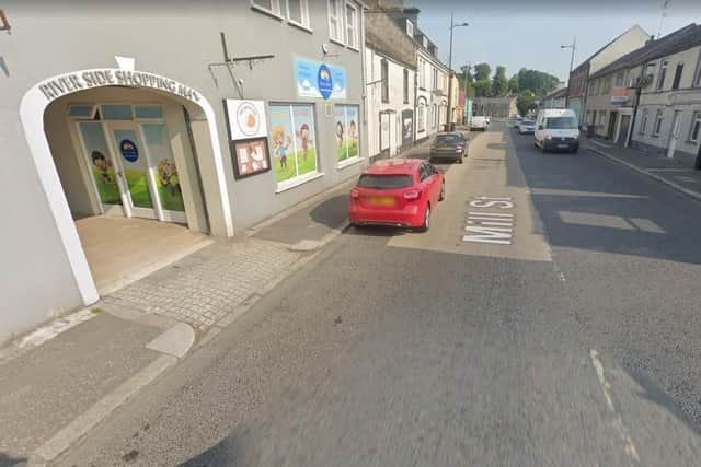 As part of the ‘Active Travel’ scheme, a new crossing point will be provided outside River Side Shopping Mall in Gilford. Picture: Google