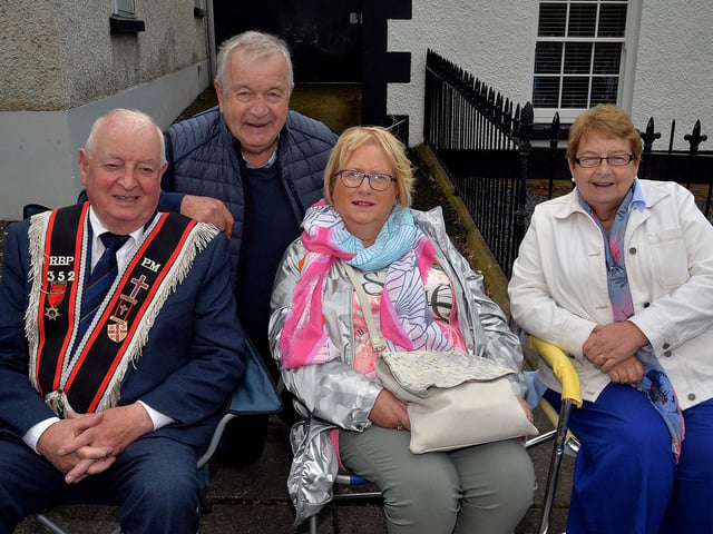 Pictured at the RBP Last Saturday parade in Loughgall are from left, George Anderson, Brian Scott, Betty Scott and Priscilla Anderson. TH07.