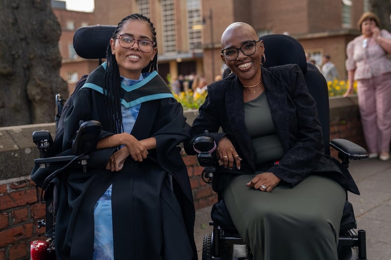 Aliyah Ashe celebrates graduating in Law from Queen's, pictured with her mum Frances Ashe
