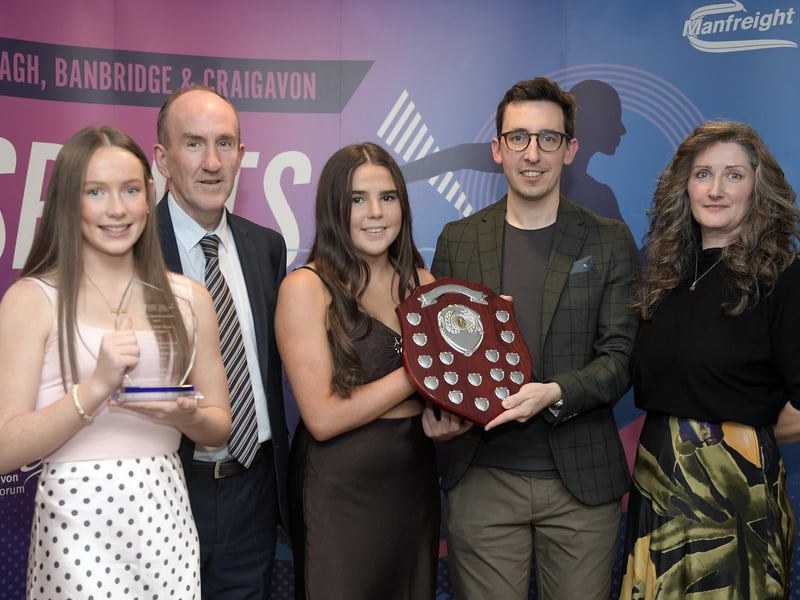 Junior Club Team sponsored by Armagh City, Banbridge & Craigavon Borough Council. Award winner: Banbridge Netball Club U14 Team. Presented by Councillor Robbie Alexander (chair of Community &  Wellbeing) & Francis Reynolds (ABC Sport Forum).