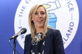 Successful Upper Bann DUP candidate, Carla Lockhart speaking after the result at South Lake Leisure Centre, Craigavon. Picture: Philip Magowan / Press Eye