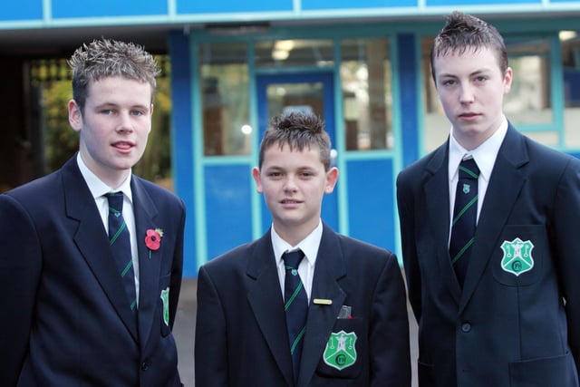From left to right Fort Hill College footballers Greg Givson, Lee Guy and Karl Bothwell who played for the Lisburn District Schools against the Belfast District Schools in 2006