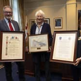 Dame Mary Peters, patron of the Gibraltar Institute of Sports, recently met with Mayor of Mid and East Antrim, Alderman Gerardine Mulvenna and Alderman William McCaughey.  Photo: Colm McCann