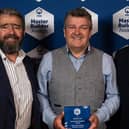 Winners of the Federation of Master Builders Sustainability Award are, from left:  joint directors of Setanta Construction, Mark and Niall Gribbin with Eddie Weir, Eddie Weir PCIAT PPCIAT, Chartered Institute of Architectural Technologists. Picture: released by Setanta Construction.