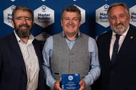 Winners of the Federation of Master Builders Sustainability Award are, from left:  joint directors of Setanta Construction, Mark and Niall Gribbin with Eddie Weir, Eddie Weir PCIAT PPCIAT, Chartered Institute of Architectural Technologists. Picture: released by Setanta Construction.