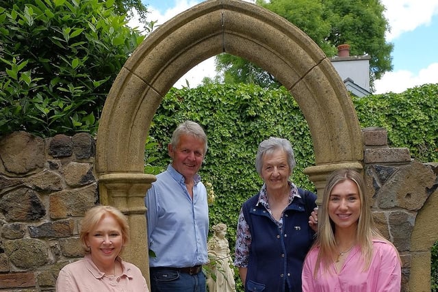 Lesley Bell, Barclay Bell, Elizabeth Chestnutt and Laura Beggs at the Garden Open Day in aid of N.Ireland Kidney Research Fund. CREDIT: LiamMcArdle.com