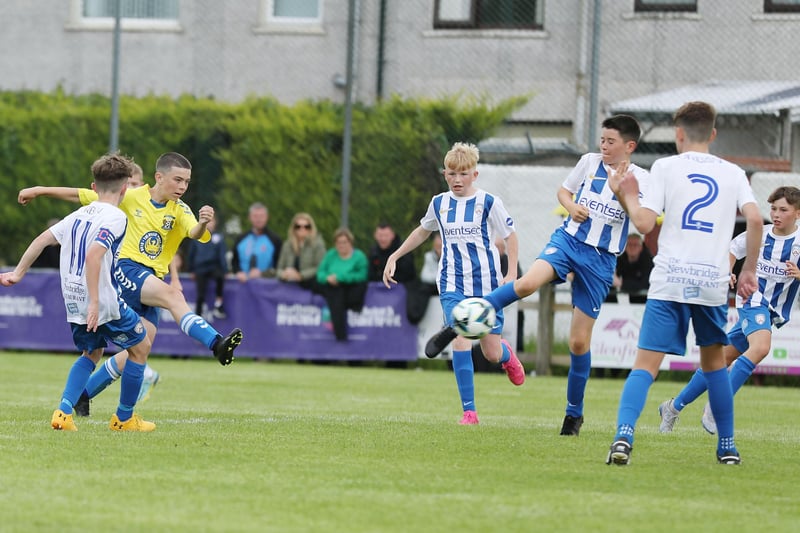 Kilmarnock's Bailie Frew scores a goal during Tuesday's Boys Minor Group B match.
