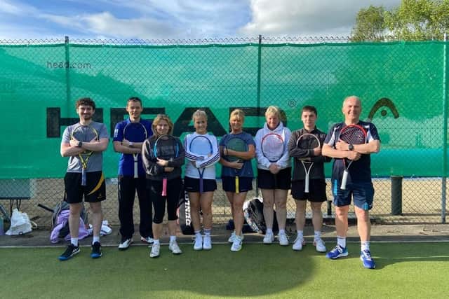 Coleraine A team (Brett Eastwood, Adam Cunning, Mark Mitchell, Matthew Gilbert, Noelle Mitchell, Anne McCallum, Claudia Mitchell and Penny Loan) pictured before their clash against David Lloyd B in the Mixed League.
