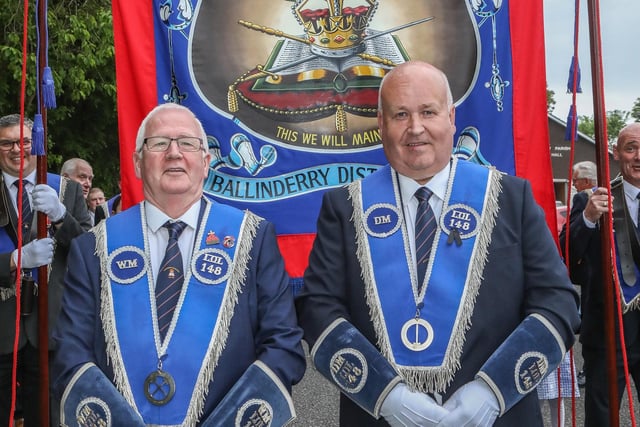 Worshipful Master Fred Carson & Deputy Master James Megarry. Pic by Norman Briggs, rnbphotographyni