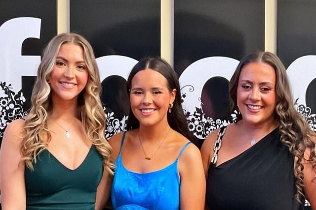 Food Degree students Aimee McConville (Portadown), Jayne Kirkpatrick (Ballymoney) and Leah McKeown (Ballygowan) ready for their Loughry Campus formal.