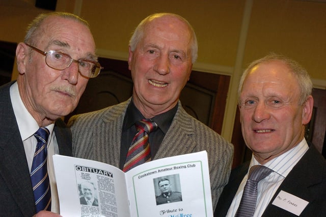 Louis Johnston, Sidney Irvine and Patsy Forbes pictured at the Cookstown Amateur Boxing Club reunion in 2007.
