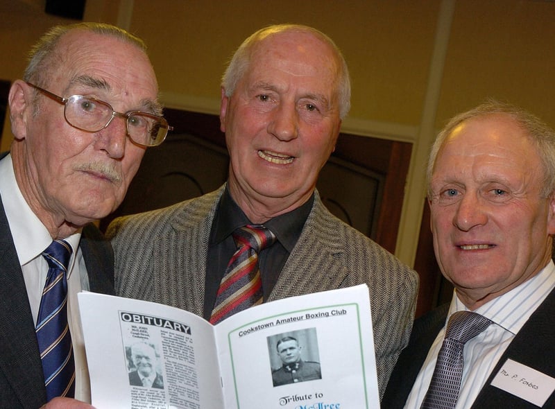 Louis Johnston, Sidney Irvine and Patsy Forbes pictured at the Cookstown Amateur Boxing Club reunion in 2007.