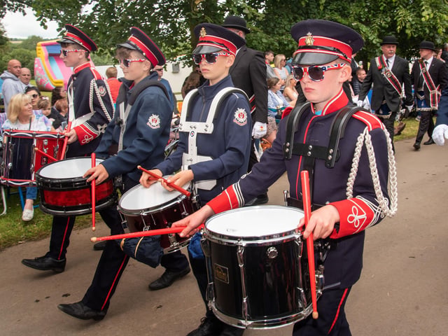Drummer boys... One of the many bands at Scarva on Saturday. TH 102.