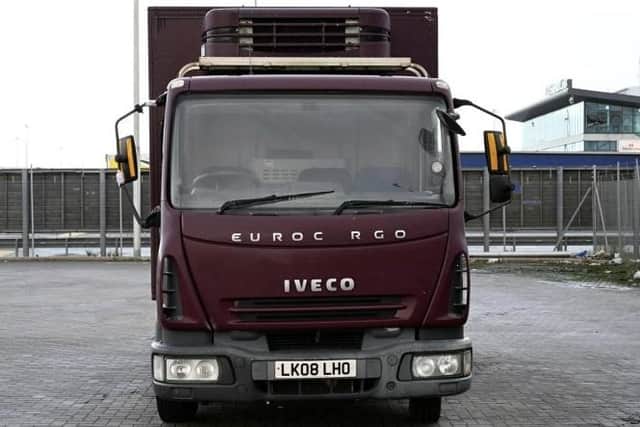 Police are appealing to anyone who noticed a maroon-coloured Iveco Eurocargo lorry with the registration number LK08 LHO travelling within the South Armagh area to contact them. Photo submitted by PSNI