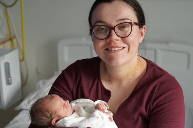 Mollie Hickey with baby McLarnon (at the time of issue, the baby boy had not yet been named).