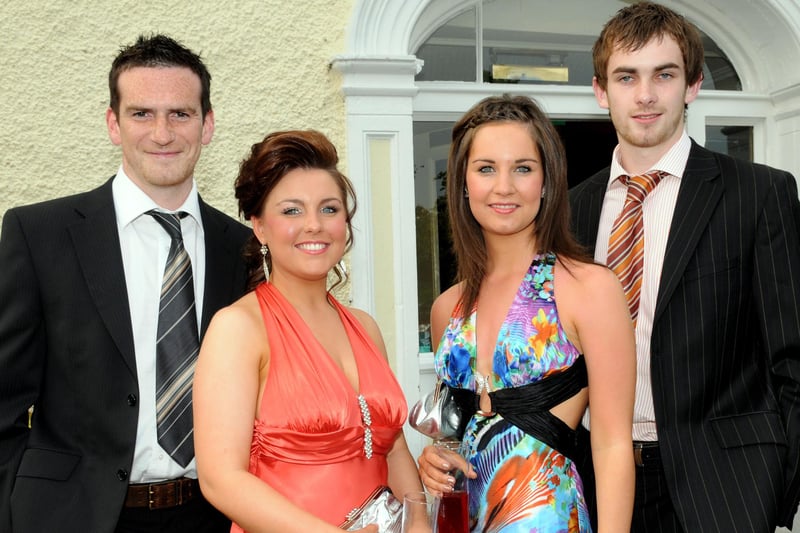 Mickey Gallen, Maria Foley, Saoirse O'Neill and Rona McNamee, who attended the Cookstown & Dungannon Women's Aid White Ribbon Ball held in the Greenvale Hotel, last in 2010 .mm2210-178ar.