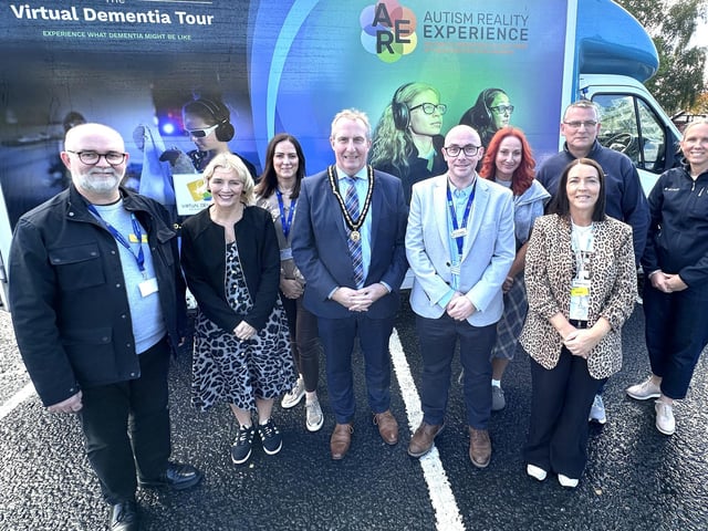Pictured during the Virtual Dementia Tour and Autism Reality Experience mobile bus visit to Tandragee.