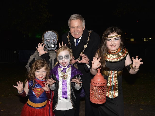 Then Mayor of Lisburn & Castlereagh City Council Brian Bloomfield at the Twilight Lantern Parade in 2016