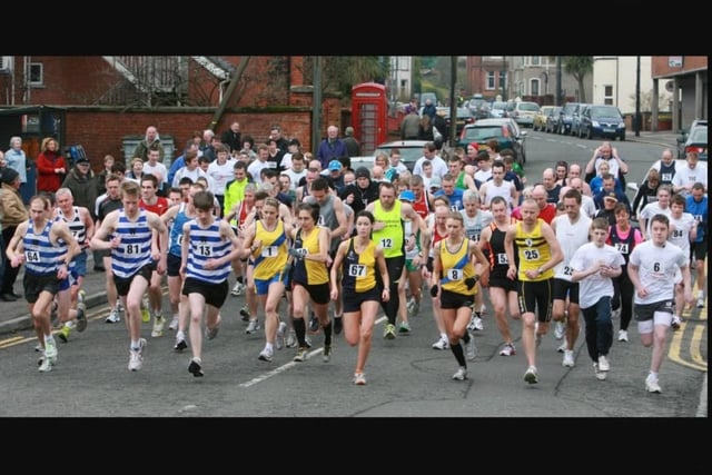 Competitors take to the streets of Whitehead on Easter Monday 2010 for the annual road race.