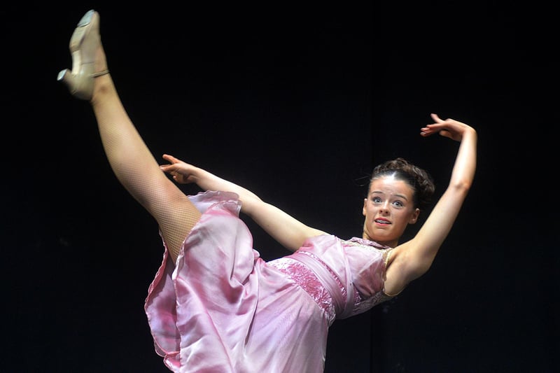 Amelia Larmour gives an energetic performance in the Tap Solo 13-14 years competition at Portadown Dance Festival. PT17-249.