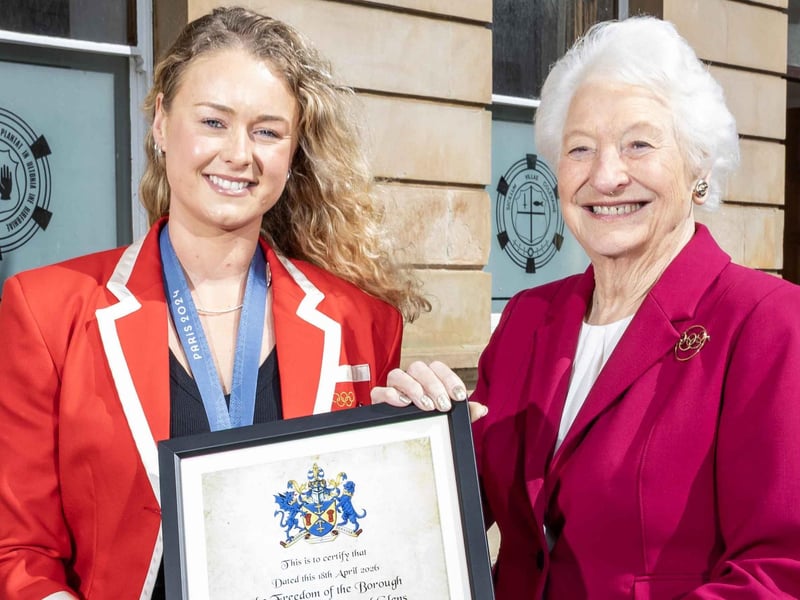 Lady Mary Peters with Hannah Scott MBE at her Freedom of the Borough ceremony.