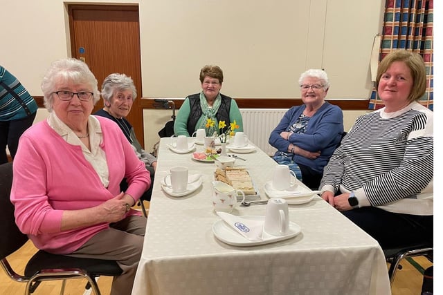 Some of those who attended the March meeting of Mosside WI in Toberdoney Presbyterian Church Hall, where guest speakers William and Allison Chestnutt from The Milk Hut at Chestnutt’s Farm near Portrush, entertained everyone.