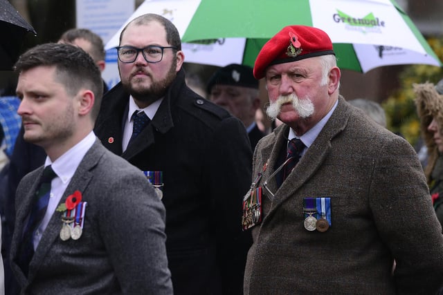 Veterans paused to reflect in Ballyclare.