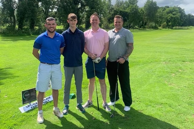 Former Loughgall player Symon Ferguson and friends at the annual golf classic.