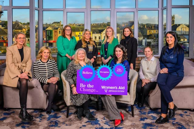 At the launch of the Women's Aid Armagh Down 40th anniversary conference are (seated l to r) Charlotte McAteer, and Gemma Murphy, Jack Murphy Jewellers, Eileen Murphy, CEO, WAAD, Niamh O’Maolain, Chair WAAD, Hazel Robinson, Murdock Building Supplies and Eadaoin McVerry, ReGen. (Standing) Jemma Gamble, Catherine Gallagher, Laura Gorman, Terex Corporation and Elizabeth O Connor, Rathbane Group.