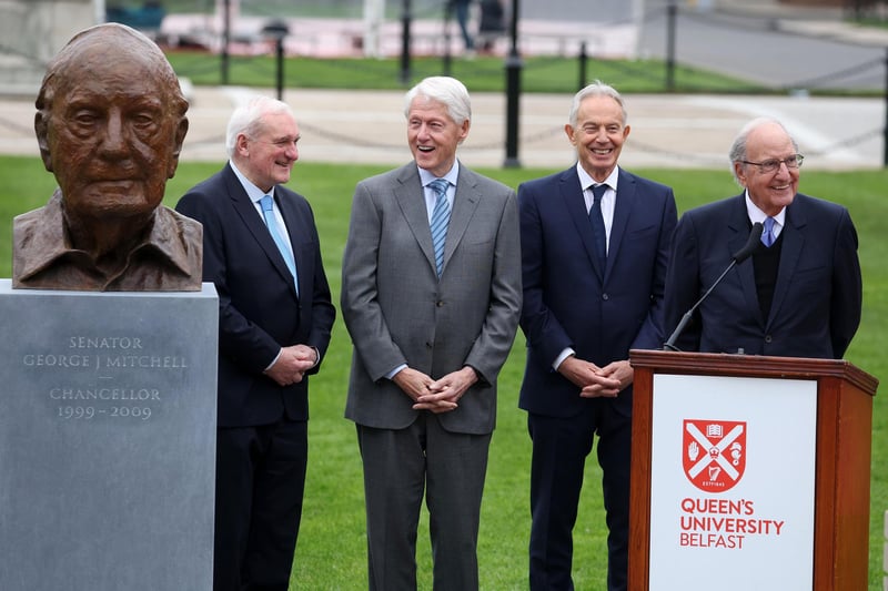 Senator George Mitchell speaking at Queen's University Belfast. Picture by Jonathan Porter/PressEye