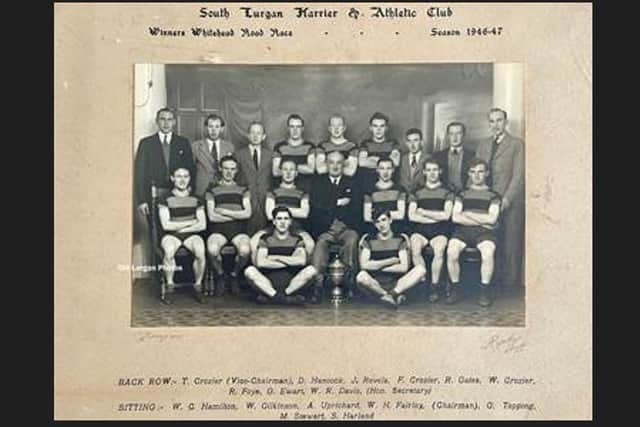 A visiting club celebrated success in the event in the 1946-47 season. Photo provided by Whitehead Community Association.