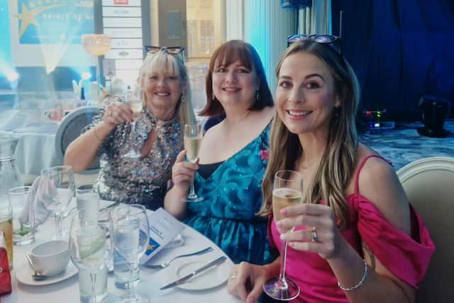 CELEBRATION...Susan with daughters Andrea and Lyndsay at the awards ceremony in the Culloden Hotel.