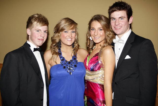 Kieran Gaile, Chloe Stewart, Christina Corbett and Peter Murphy pictured during the Coleraine High School 5th form formal at the Royal Court Hotel in 2009.