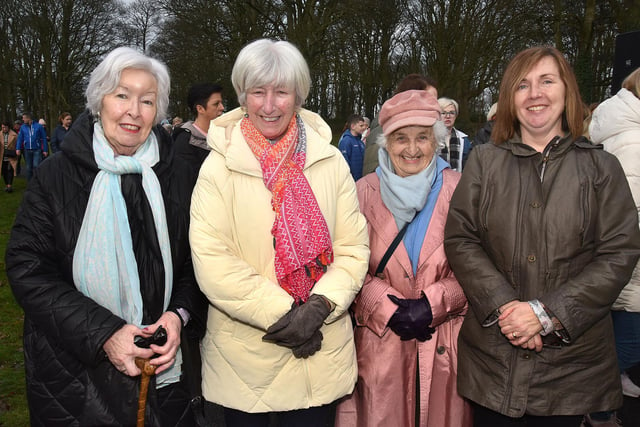 Pictured at the Natalie McNally vigil in Lurgan Park are from left, Angela Cafolla, Loretta Horan, Rosaleen McMahon and Cathy McAlernon. LM05-207.