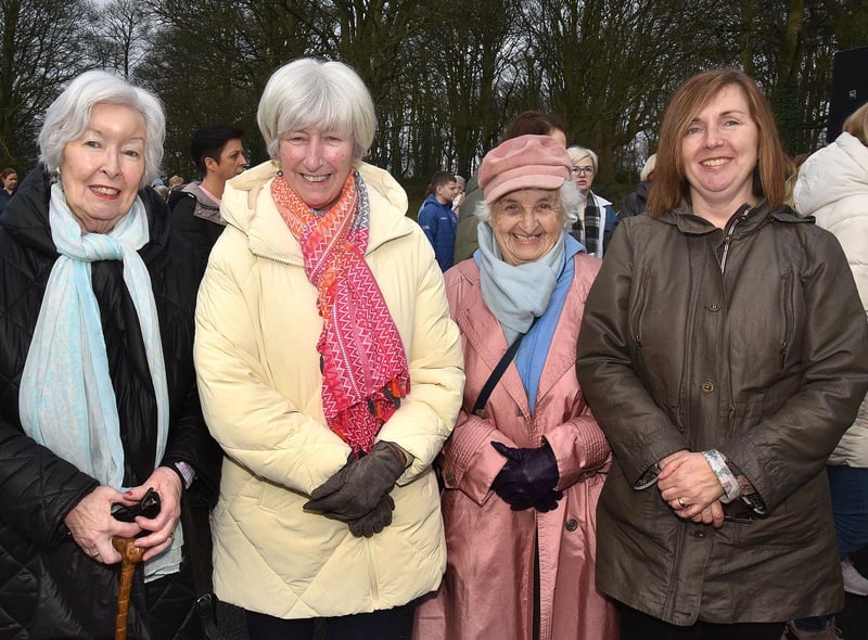 Pictured at the Natalie McNally vigil in Lurgan Park are from left, Angela Cafolla, Loretta Horan, Rosaleen McMahon and Cathy McAlernon. LM05-207.