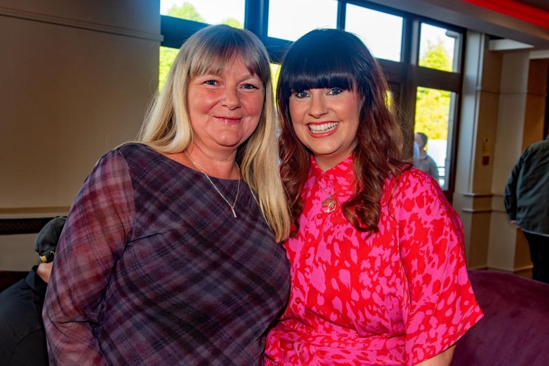 Player's mums, Paula Bagley, left, and Chistina Douglas who enjoyed the club dinner. PT19-224.