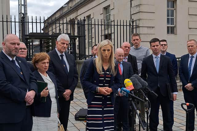 Carla Lockhart MP speaking after an Orange victory over the Parades Commission at the High Court.
