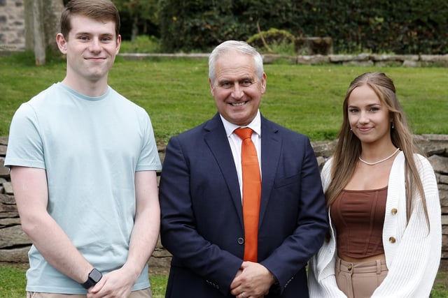 Head Boy James Difford(two A Stars and an A grade) alongside Head Girl Nikola Lawniczak(three A Star Grades) with Mr Brady.