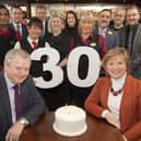 Staff and management celebrating the 30th anniversary at Corr's Corner Hotel. (Pic: Phil Smyth).