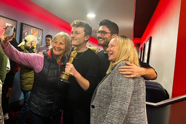 Local film fans getting a selfie with the Oscar winners