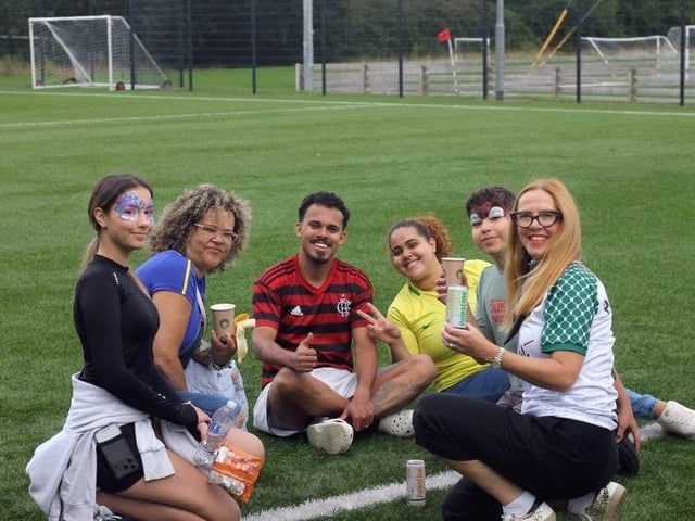 Enjoying the craic at Lurgan Against Racism 5-a-side tournament and fun day.