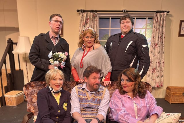The cast of Anyone for Breakfast: back row from left Steven Millar, Vicky Hogg, Patrick Connor. Front row from left Kellyann McKillen, Alan McClarty, Helen Wilkinson.