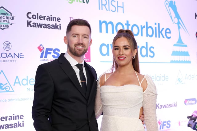 British championship racer Jack Kennedy and his wife, Lynsey at the Adelaide Irish Motorbike awards.