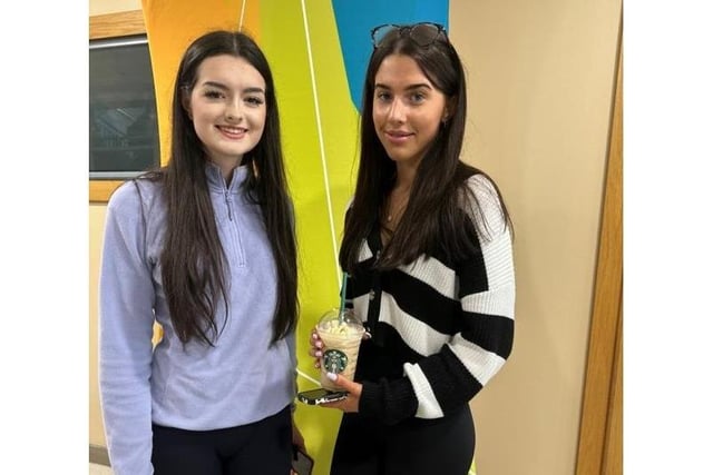 Pictured at The South West College Dungannon campus are new Business students Rachel and Fionnuala, who were both looking forward to their first day.