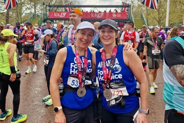 Gael Butcher and Amanda Kershaw at the London Marathon