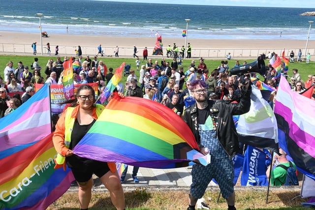 Gathered for Causeway Pride at the West Strand in Portrush.