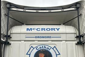 The customised lorry in memory of Cathal McCrory.