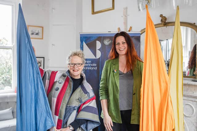Andrea McWilliams, Co-director, Linen Biennale (left) and Meadhbh McIlgorm, Programme Manager Linen Biennale 2023 (right). Pic credit: R Space Gallery
