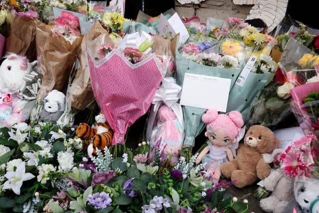 Floral tributes continue to be laid in Carrick following the death of Scarlett Rossborough. Photo Jonathan Porter /Press Eye.