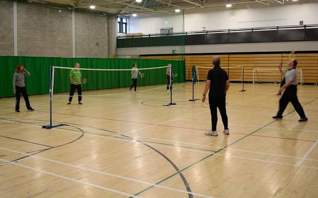 Badminton in full swing at the leisure centre.